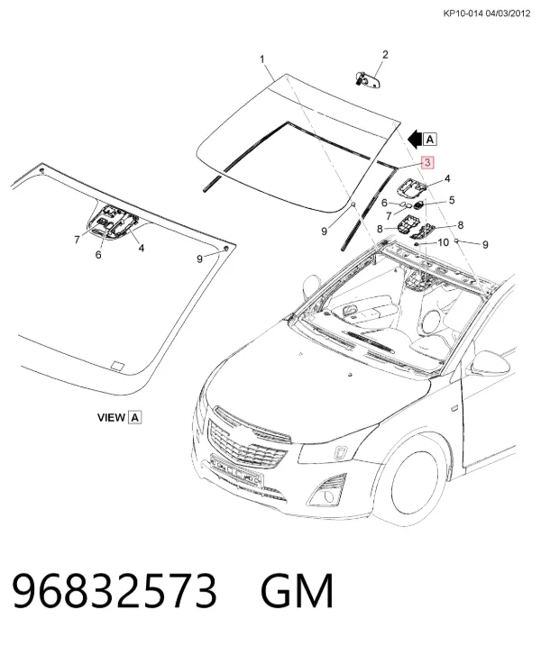 Moldura de parabrisas 96832573 General Motors