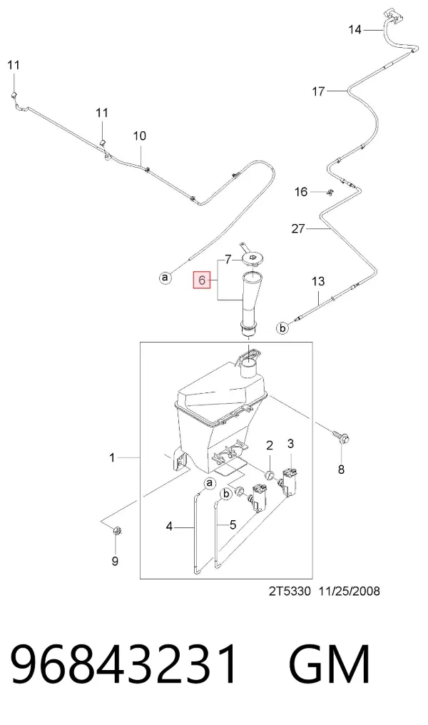 Cuello del depósito de la lavadora 96843231 General Motors