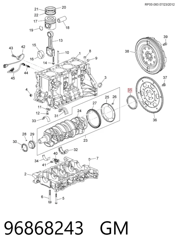 Retén de cigüeñal 96868243 General Motors