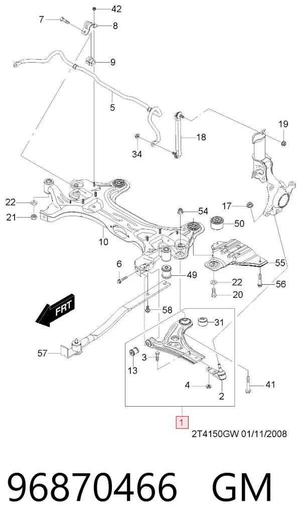 Brazo inferior derecho de la suspensión delantera 96870466 General Motors