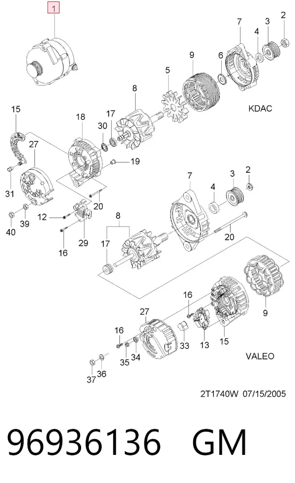 Alternador 96936136 General Motors