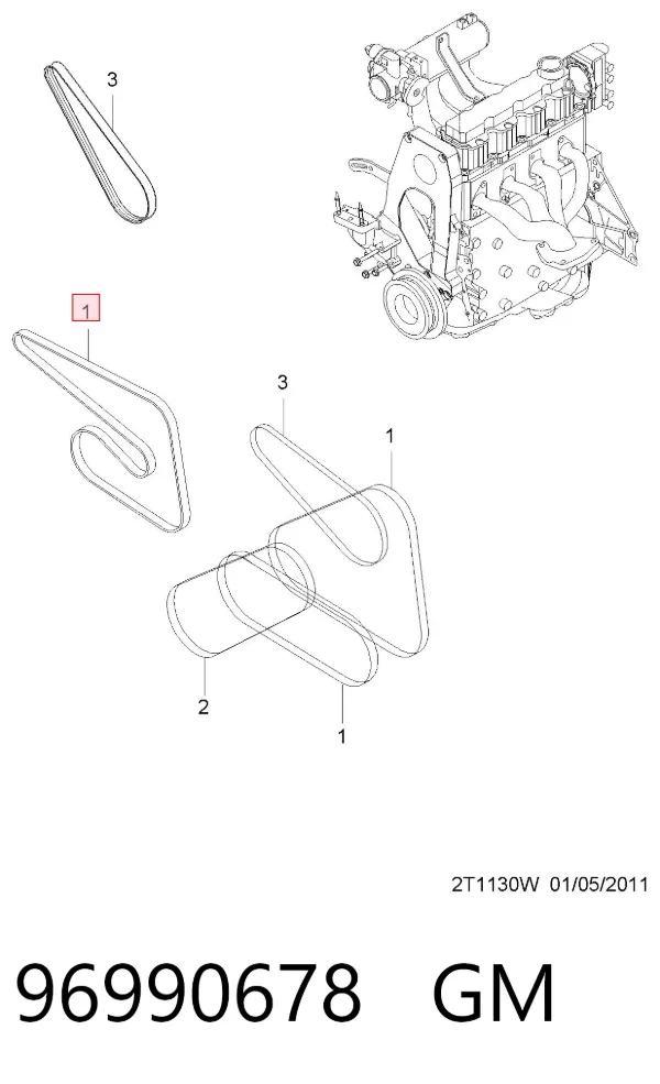 Correa de alternador 96990678 General Motors