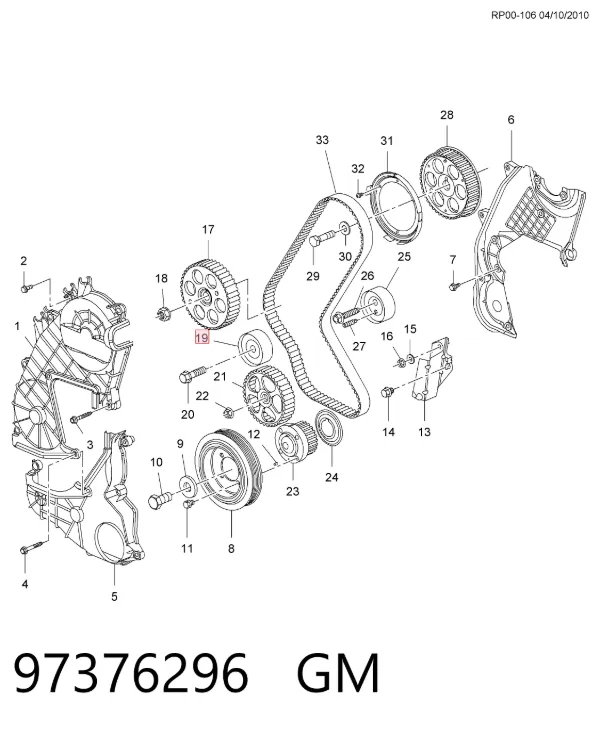 Polea correa distribución 97376296 General Motors