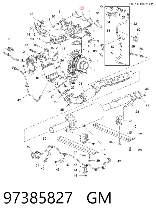 Junta colector escape 97385827 General Motors
