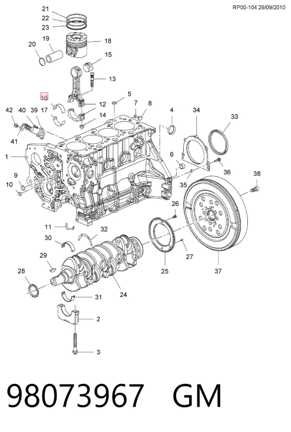 Cojinetes de biela 98073967 General Motors