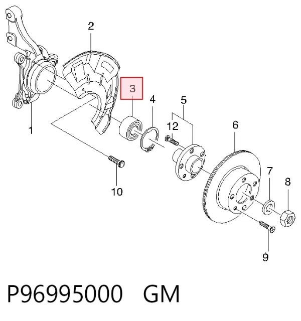 Cojinete de rueda delantero P96995000 General Motors