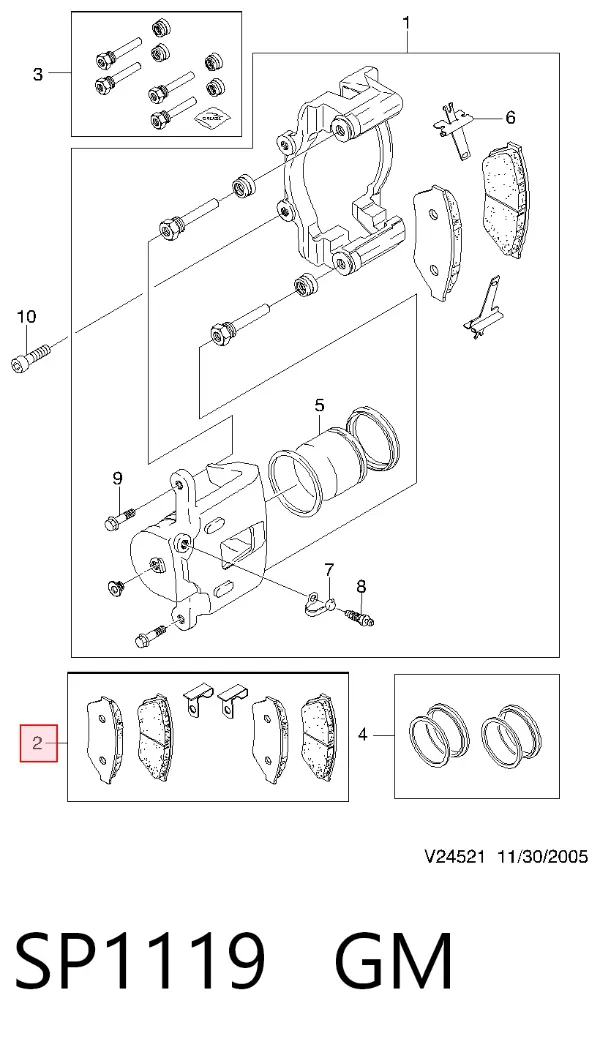 Pastillas de freno traseras SP1119 General Motors