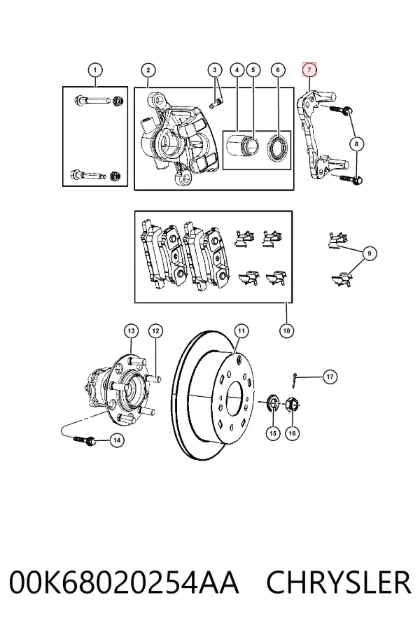 Soporte de la pinza de freno trasera 00K68020254AA Chrysler