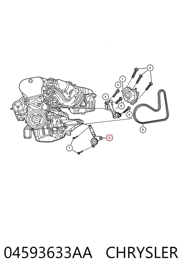 Tensor de correa de alternador 04593633AA Chrysler