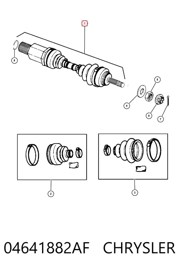 Semieje delantero derecho 04641882AF Chrysler