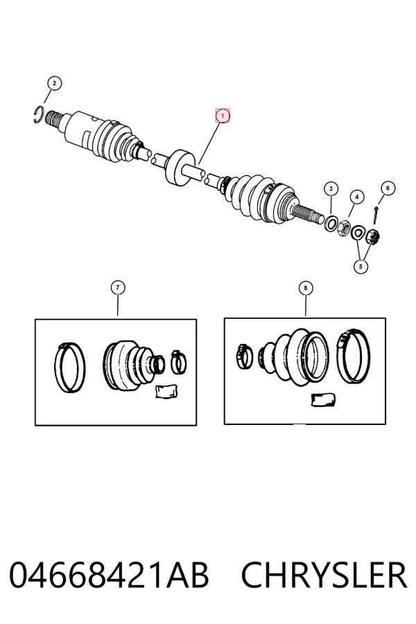 Semieje delantero izquierdo 04668421AB Chrysler