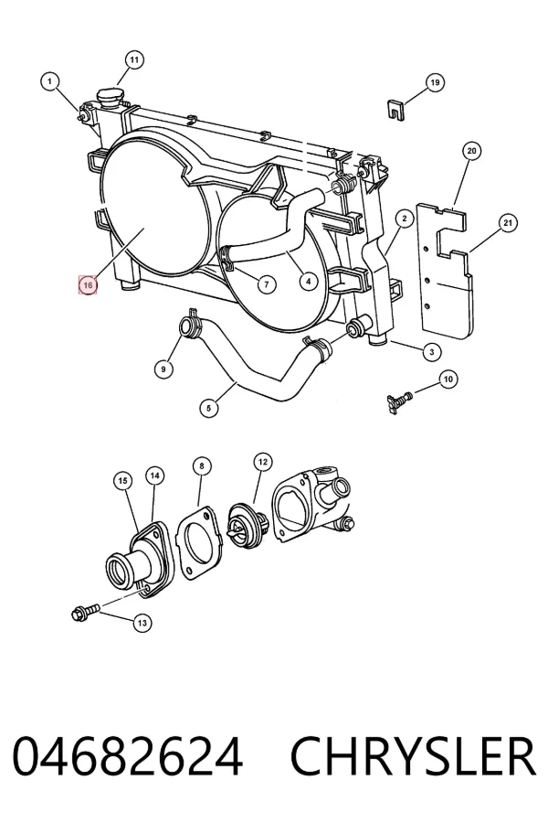 Ventilador del motor 04682624 Chrysler