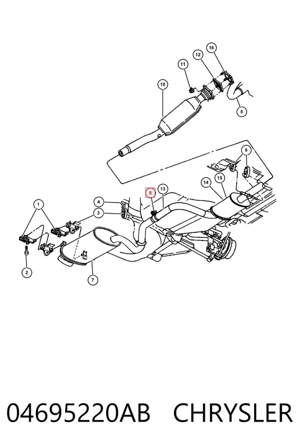 Abrazadera de tubo de escape trasera 04695220AB Chrysler