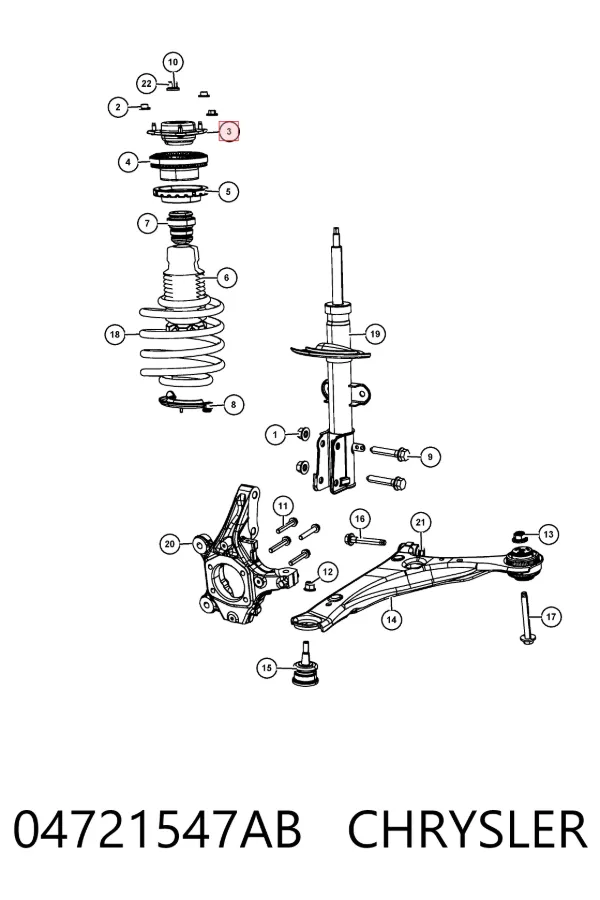 Soporte del amortiguador delantero 04721547AB Chrysler