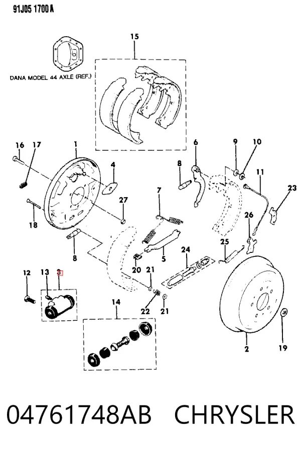Cilindro de freno de rueda trasera 04761748AB Chrysler