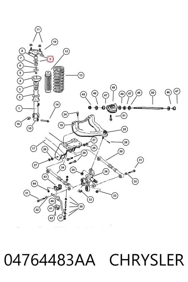 Buje de vástago de amortiguador trasero 04764483AA Chrysler