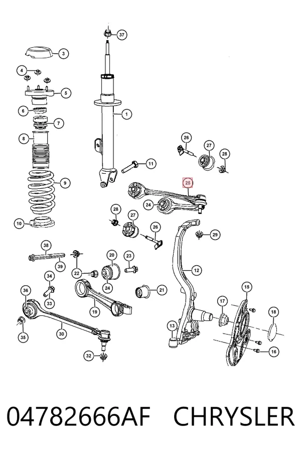 Brazo superior derecho de la suspensión delantera 04782666AF Chrysler
