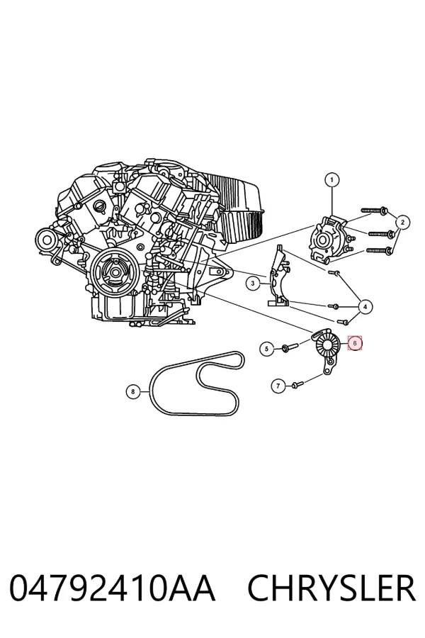 Tensor de correa poli V 04792410AA Chrysler