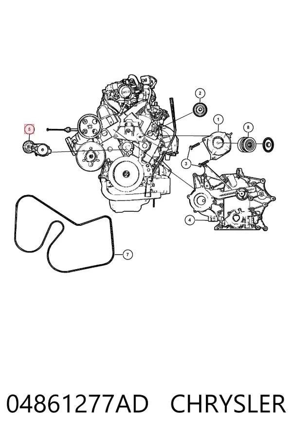 Tensor de correa poli V 04861277AD Chrysler