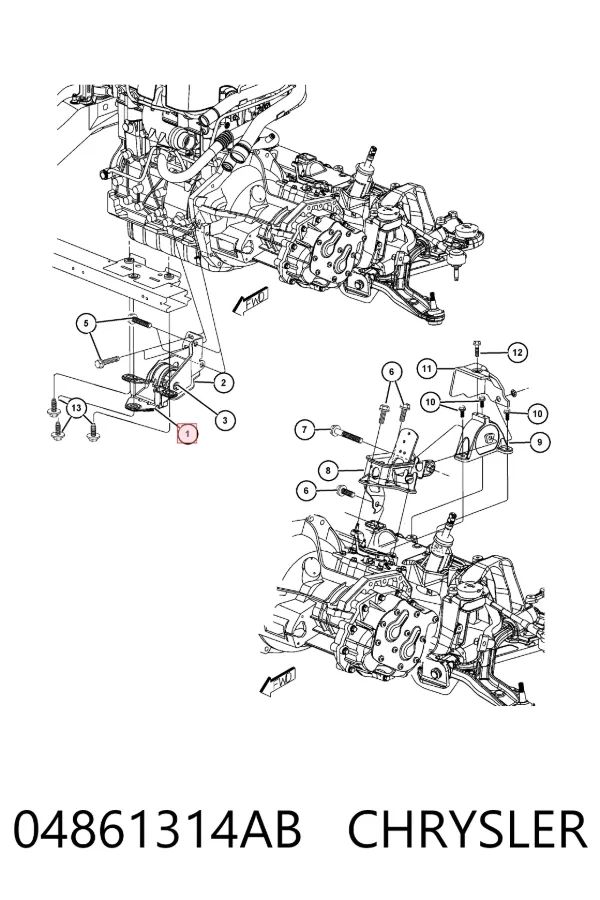 Soporte de motor delantero 04861314AB Chrysler