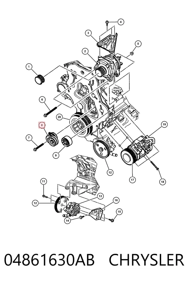 Tensor de correa poli V 04861630AB Chrysler