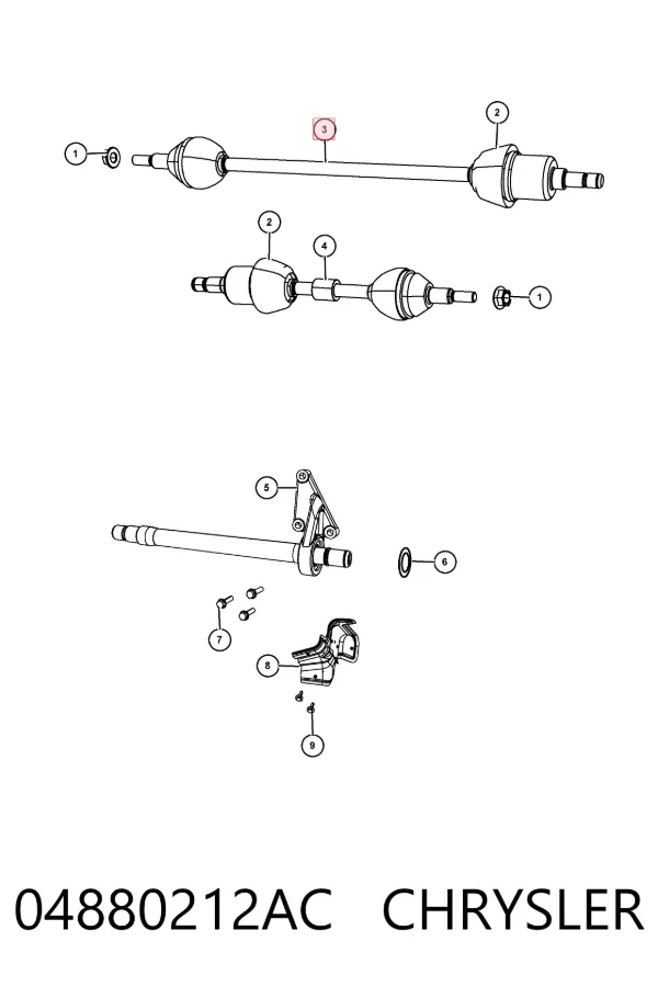 Semieje delantero derecho 04880212AC Chrysler