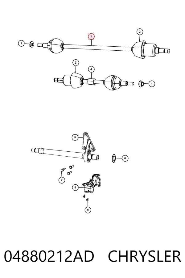 Semieje delantero derecho 04880212AD Chrysler