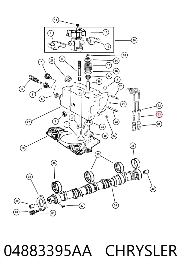Varilla de empuje de válvula K04883395AA Fiat/Alfa/Lancia