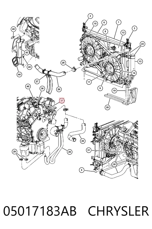 Caja de termostato 05017183AB Chrysler