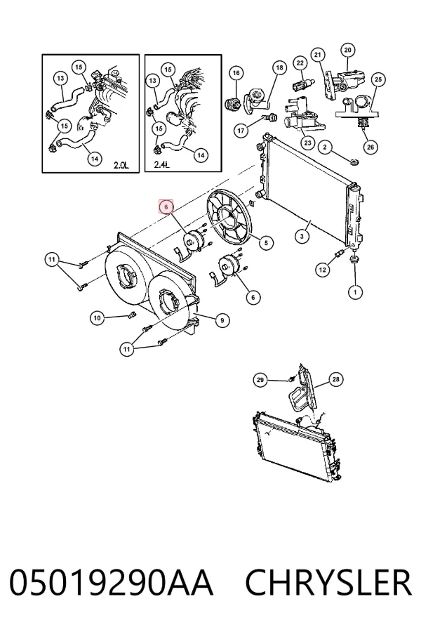 Motor ventilador del radiador 05019290AA Chrysler