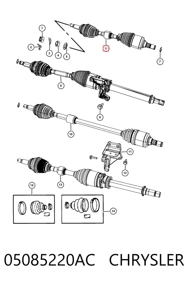 Semieje delantero izquierdo 05085220AC Chrysler
