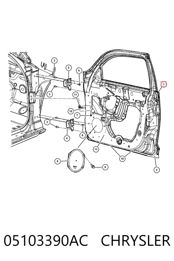 Puerta delantera derecha 05103390AC Chrysler