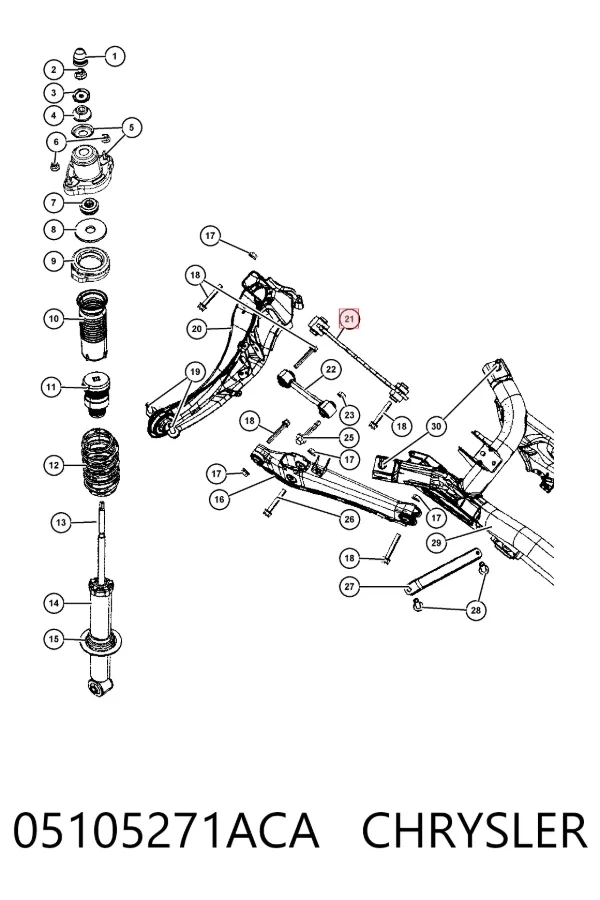 Brazo superior de suspensión trasera izquierdo/derecho 05105271ACA Chrysler