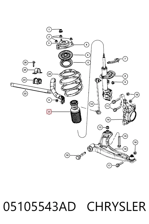 Fuelle, amortiguador delantero 05105543AD Chrysler