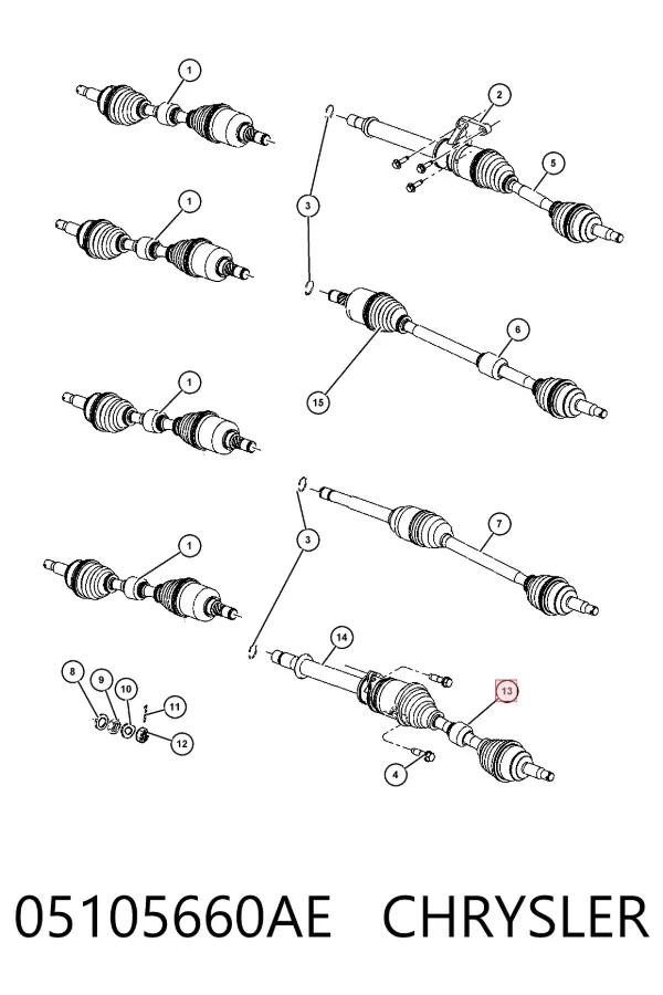 Semieje delantero derecho 05105660AE Chrysler