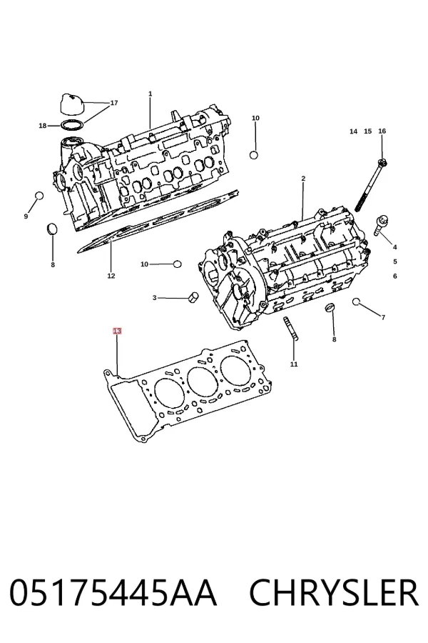 Junta de culata izquierda 05175445AA Chrysler