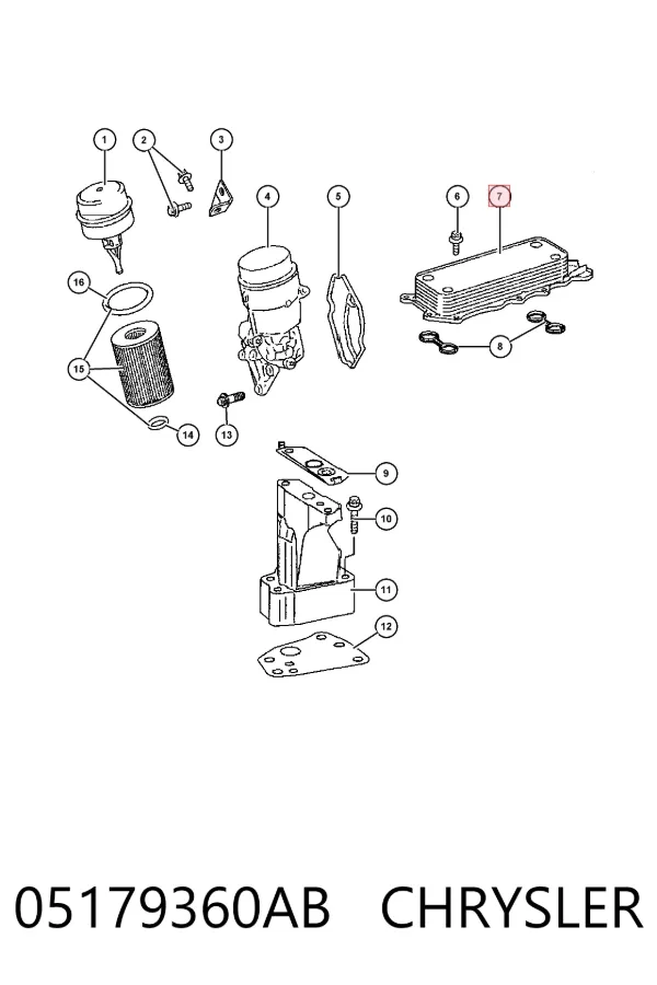 Radiador de aceite debajo del filtro 05179360AB Chrysler