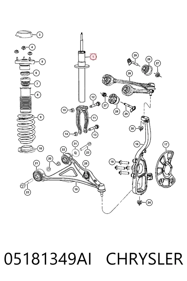 Amortiguador delantero derecho 05181349AI Chrysler