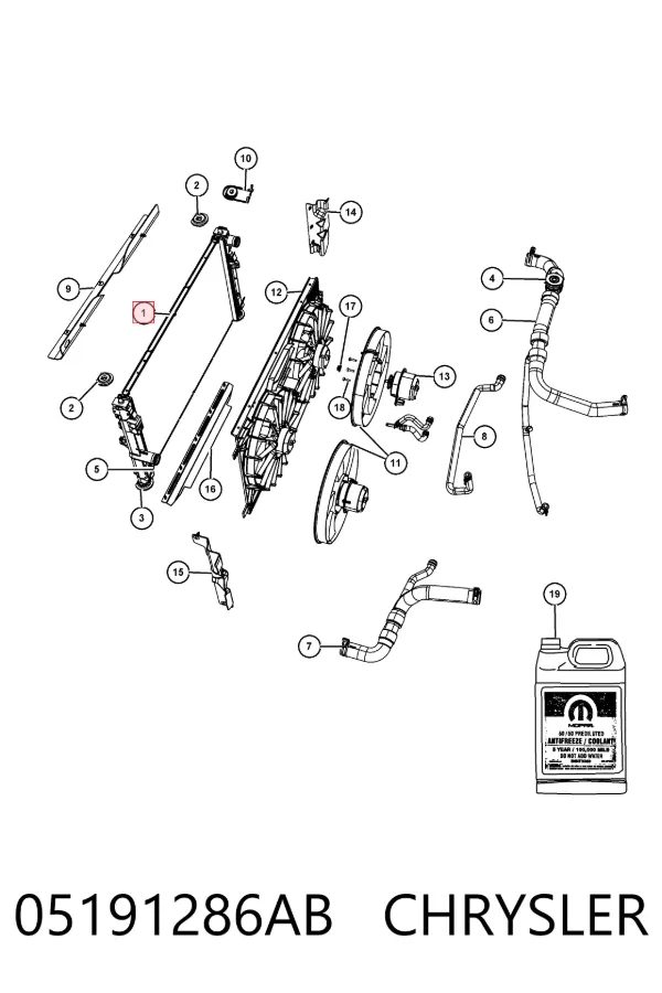 Radiador 05191286AB Chrysler