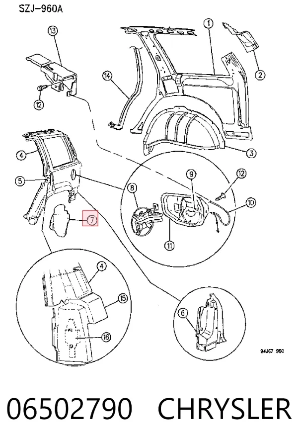 Clip de fijación del guardabarros delantero 06502790 Chrysler