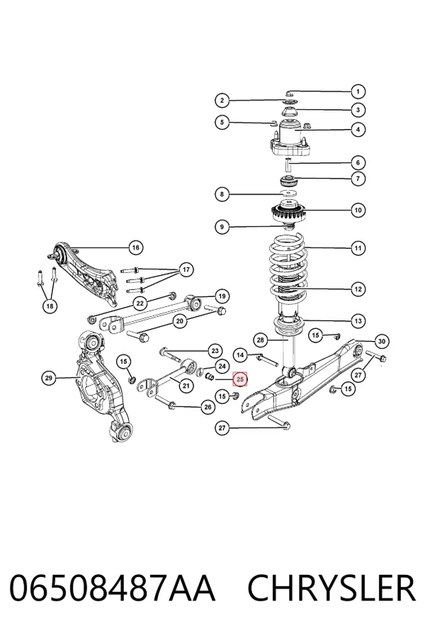 Tuerca excéntrica del brazo inferior trasero 06508487AA Chrysler