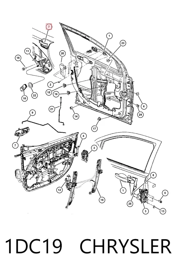 Manija interior izquierda delantera/trasera de puerta 1DC19 Chrysler