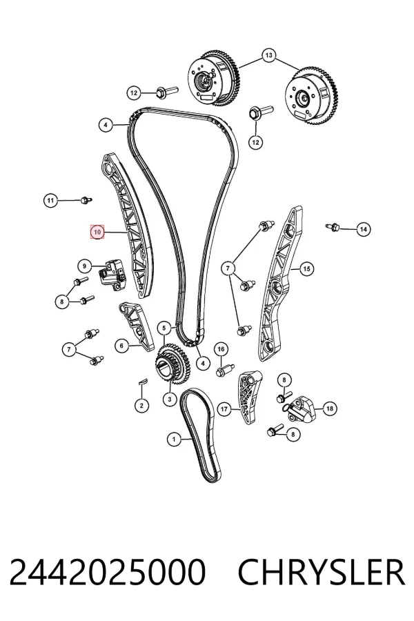 Guía del tensor de la cadena de distribución 2442025000 Chrysler