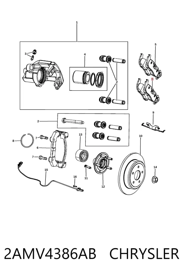 Pastillas de freno traseras 2AMV4386AB Chrysler
