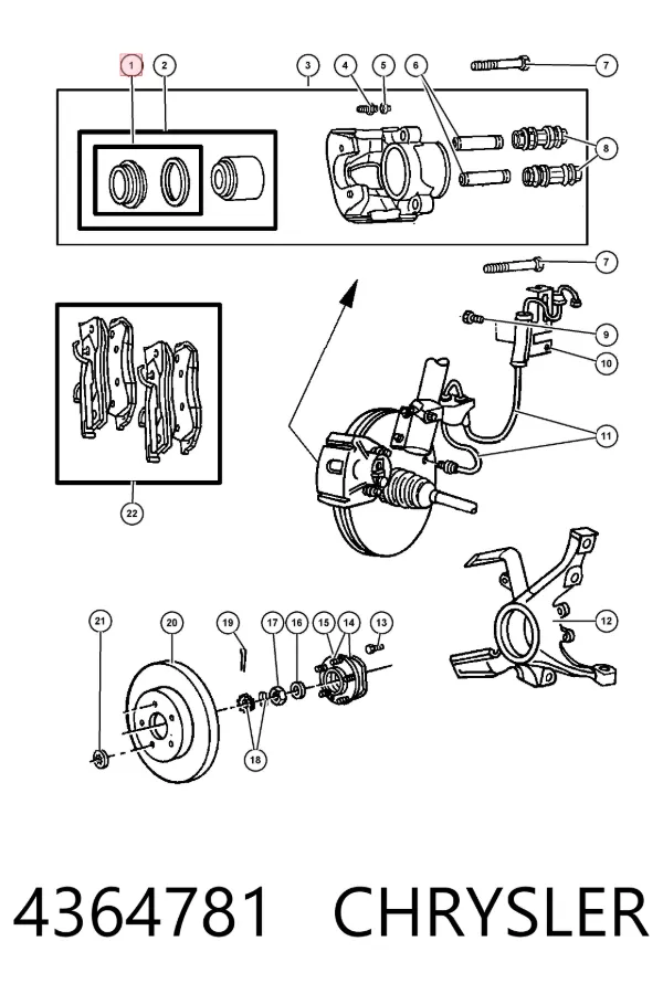 Kit de reparación de pinzas de freno 4364781 Chrysler