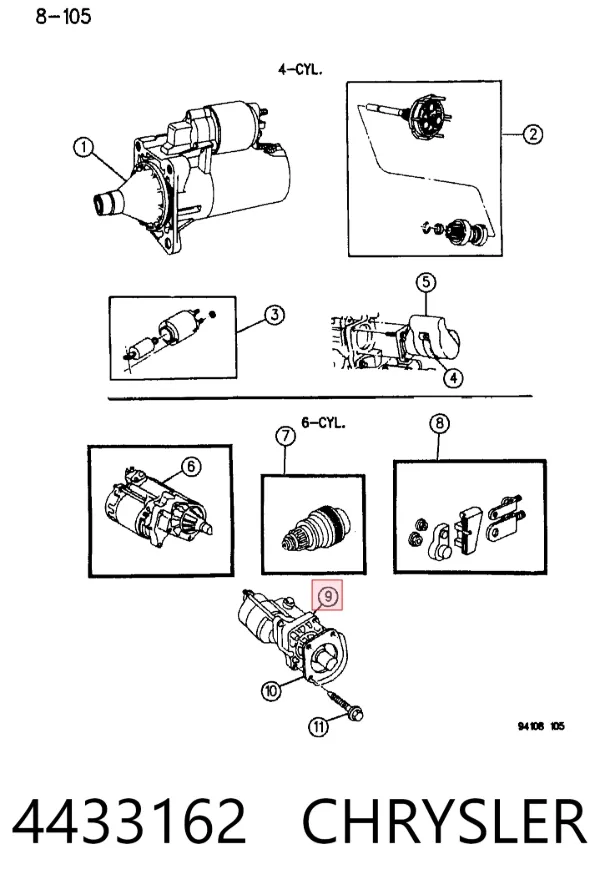 Motor de arranque 4433162 Chrysler
