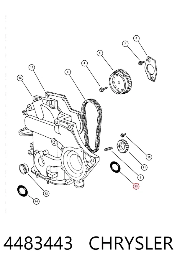 Junta de tapa frontal del motor 4483443 Chrysler