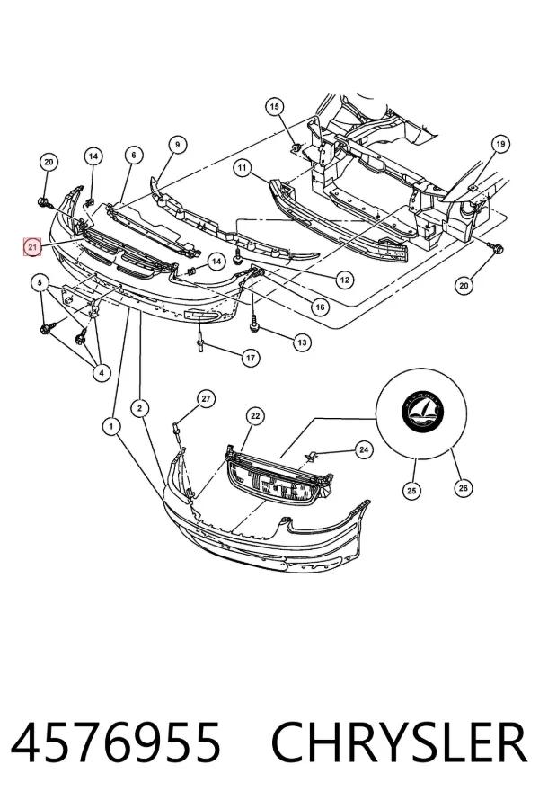 Parrilla 4576955 Chrysler