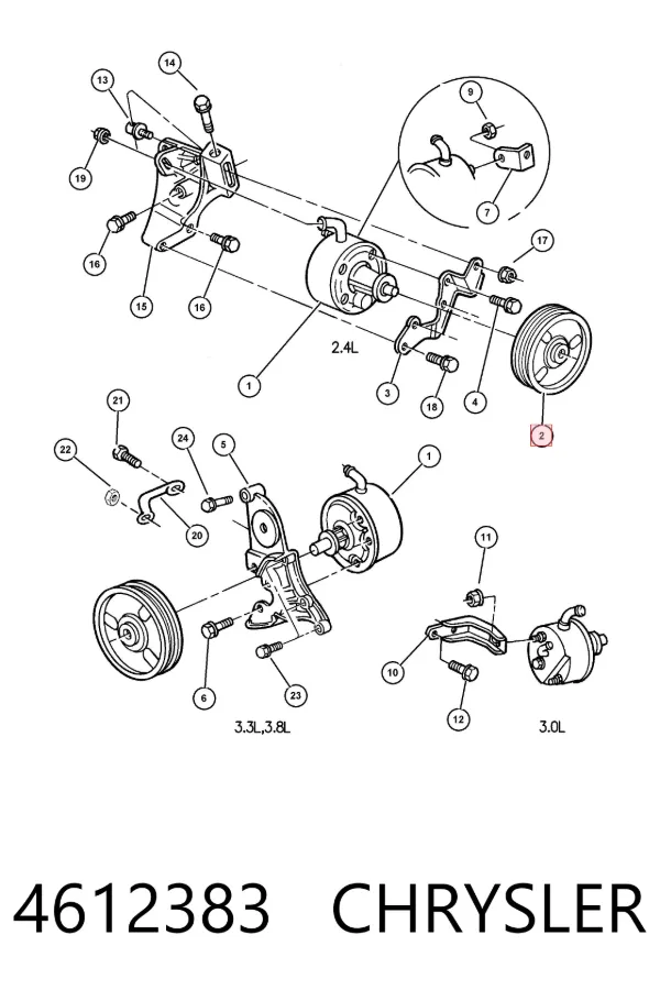 Polea de la bomba de dirección asistida 4612383 Chrysler