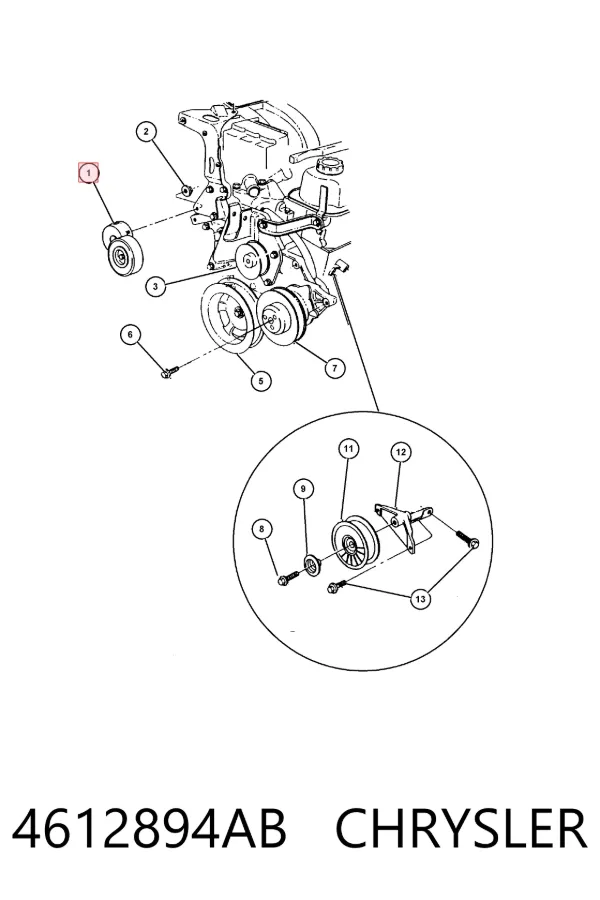 Tensor de correa poli V 4612894AB Chrysler